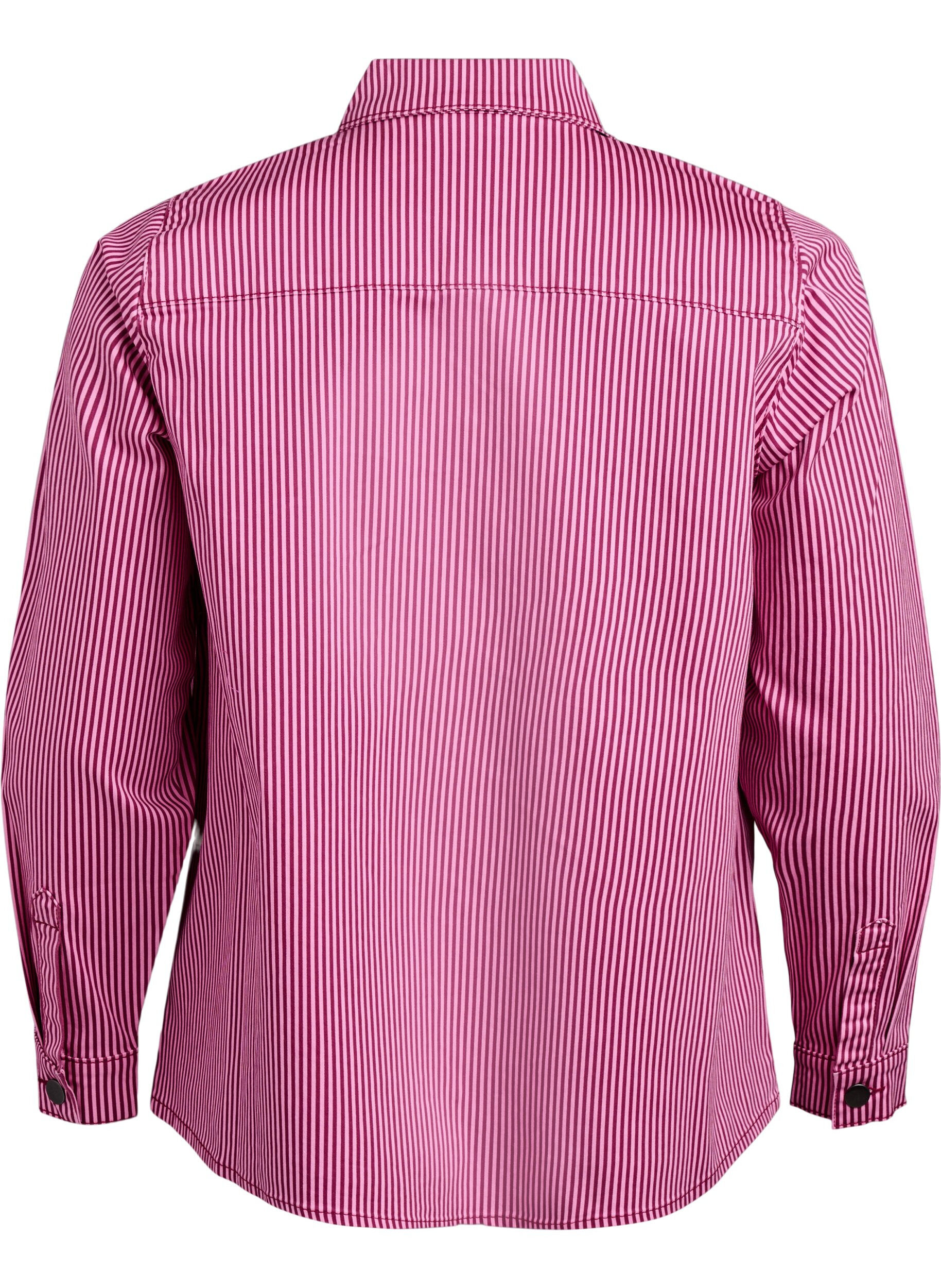 Zizzi Gestreiftes Hemd mit Taschen, Rot, Packshot image number 1