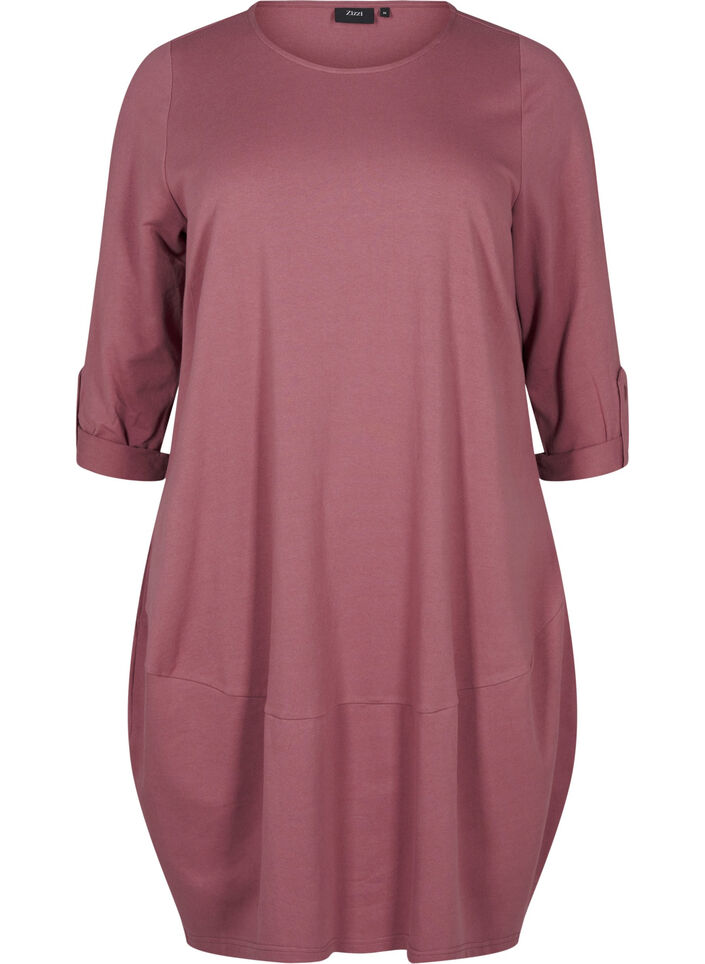 Robe ballon en coton avec poches, Rose, Packshot image number 0