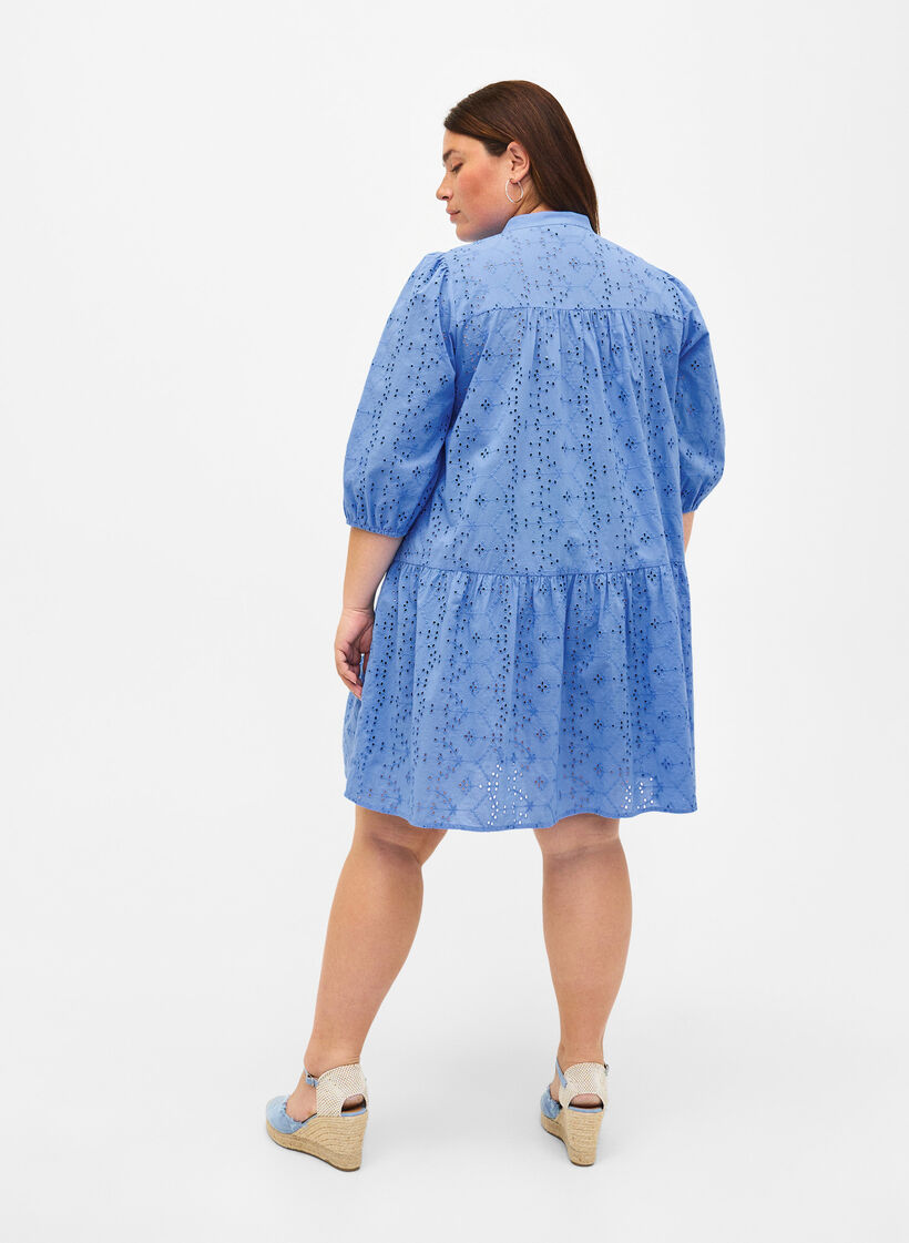 Hemdblusenkleid aus Baumwolle mit Lochstickerei, Marina, Model image number 1