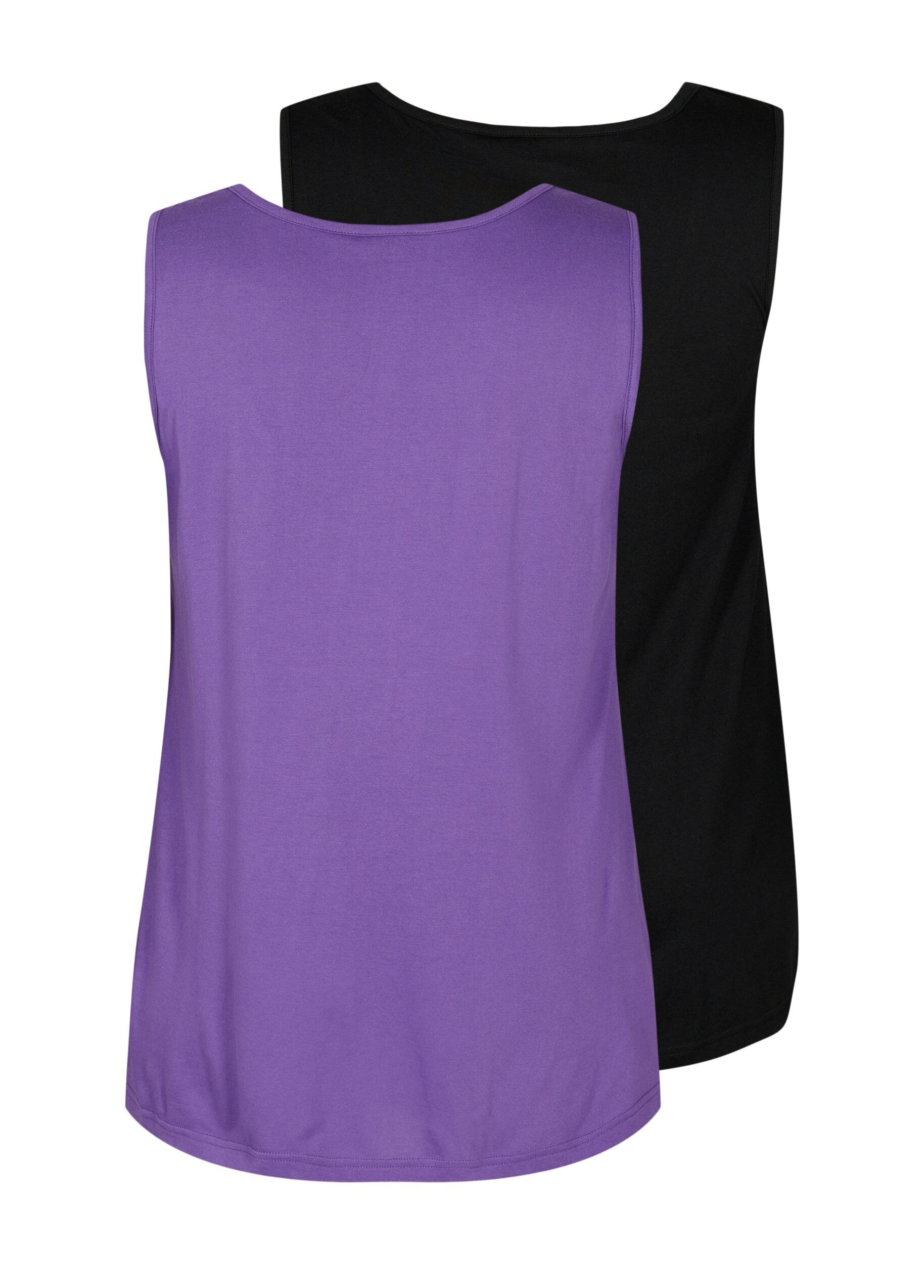 Zizzi Top 2-pack en coton m&eacute;lang&eacute;, Deep Lavender/Black, Packshot image number 1