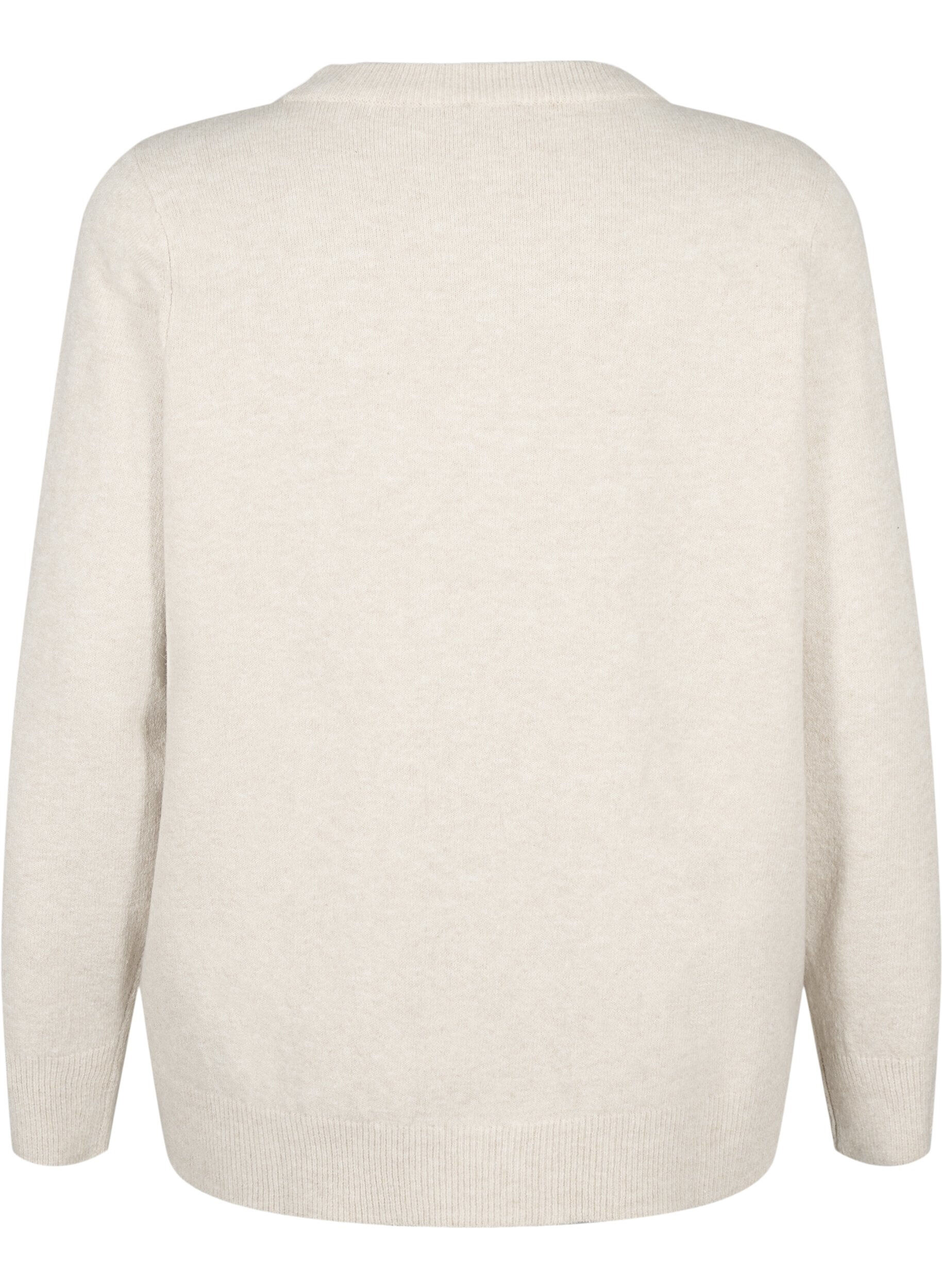 Zizzi Langarmpullover mit Rundhalsausschnitt	, Pumice Stone Mel., Packshot image number 1