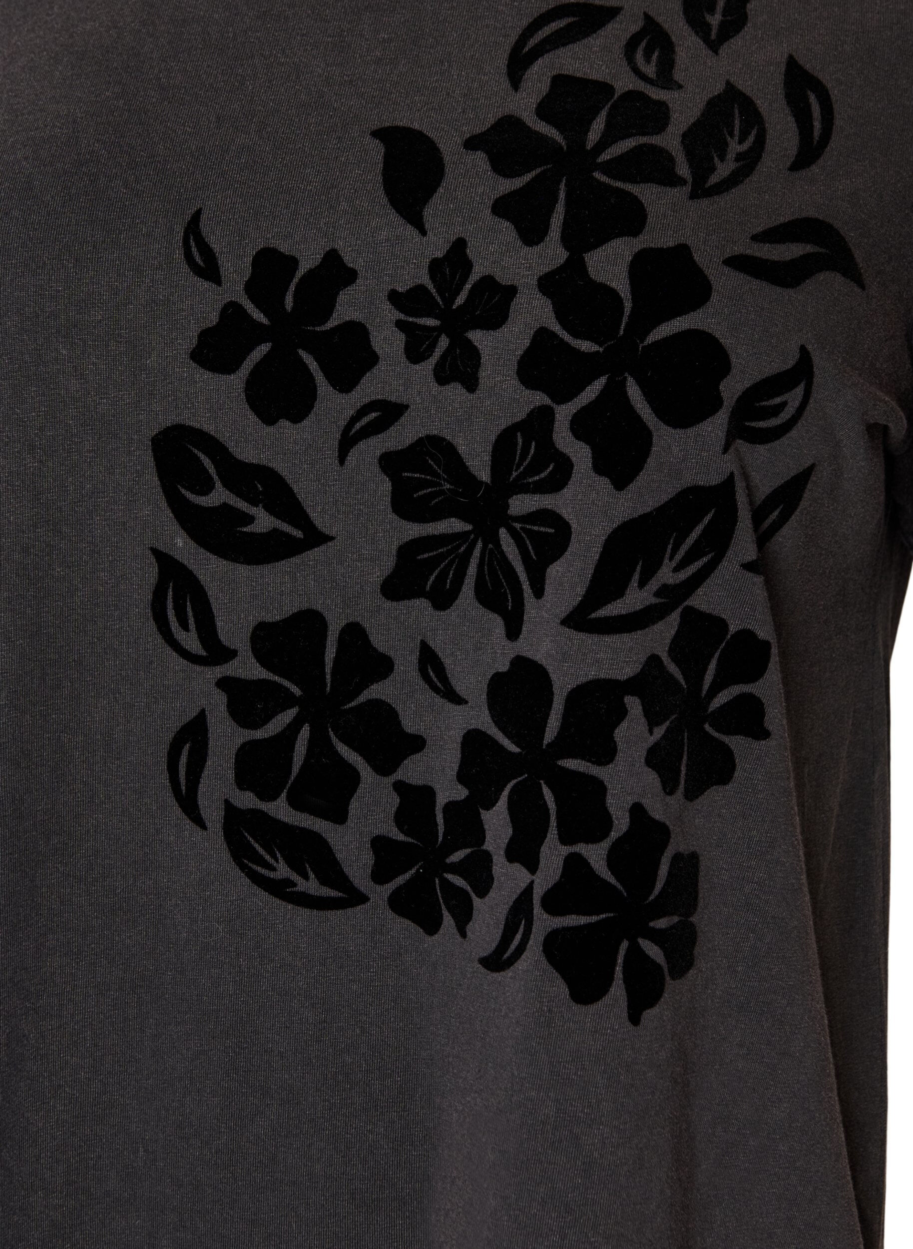 ZizziT-Shirt aus Bio-Baumwolle mit Print, Grau, Packshot image number 2