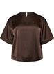Blouse en satin avec strass et manches au coude, Marron, Packshot image number 0