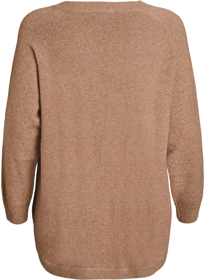Lange Strickbluse mit Kugelkn&ouml;pfen, Braun, Packshot image number 1