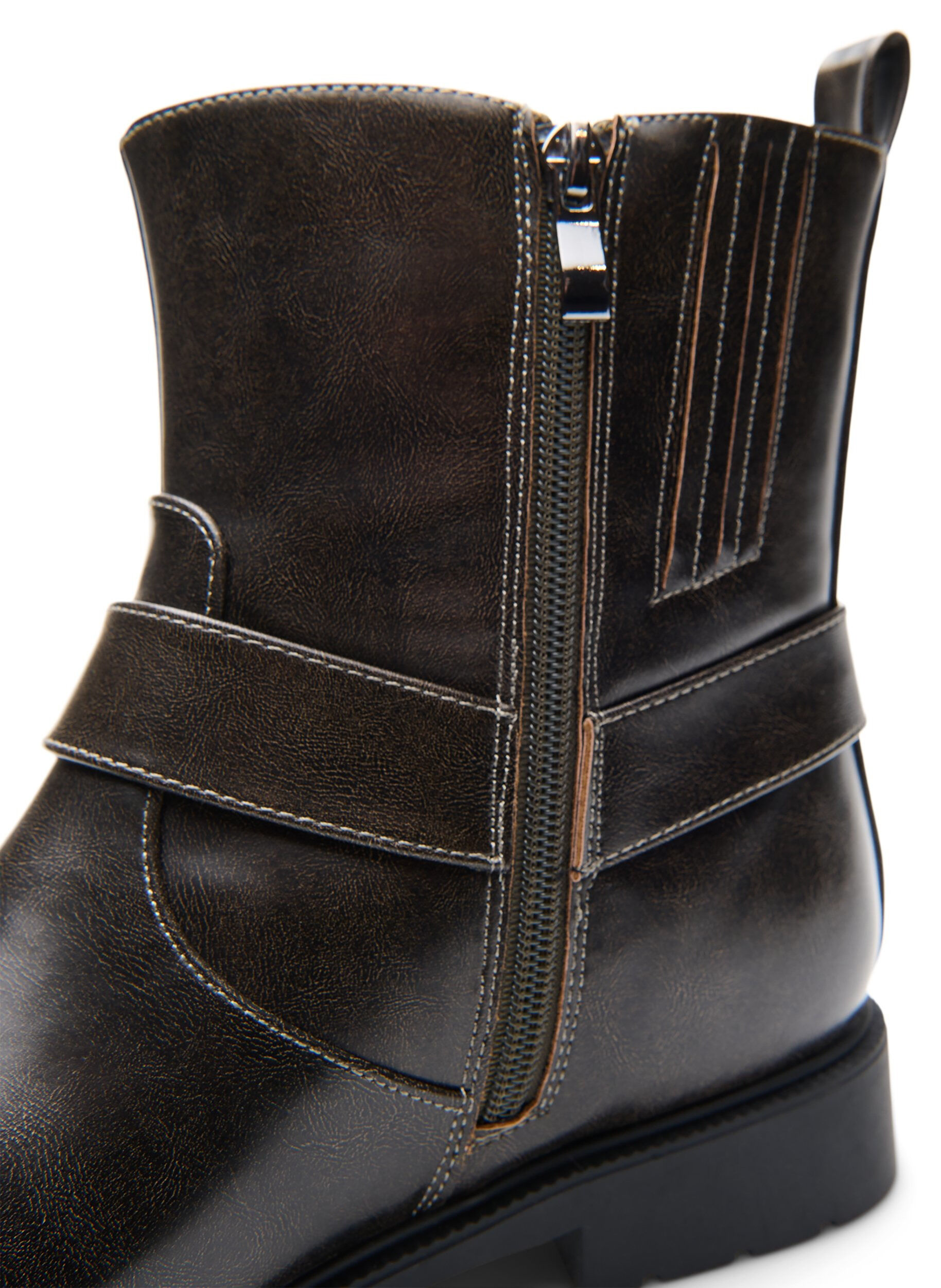 Zizzi Extra-Weite - Kurzer Biker-Stiefel, Braun, Packshot image number 4