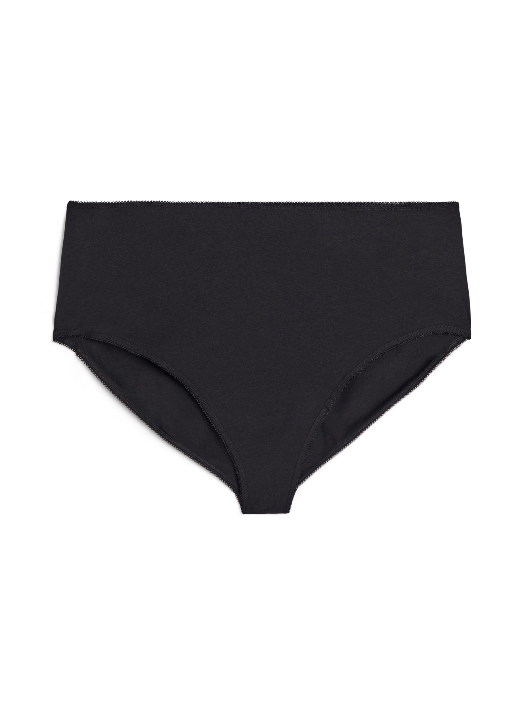 ZizziSlip 3-pack en coton avec taille r&eacute;guli&egrave;re, Noir, Packshot image number 2
