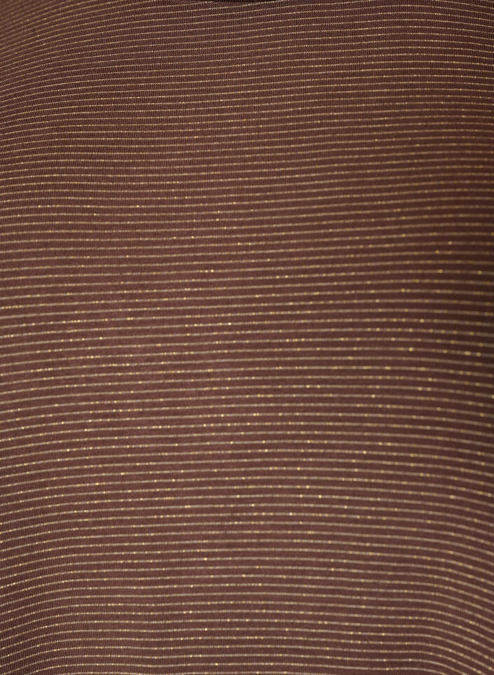 T-Shirt aus Viskose mit Glitzerstreifen, Braun, Packshot image number 2