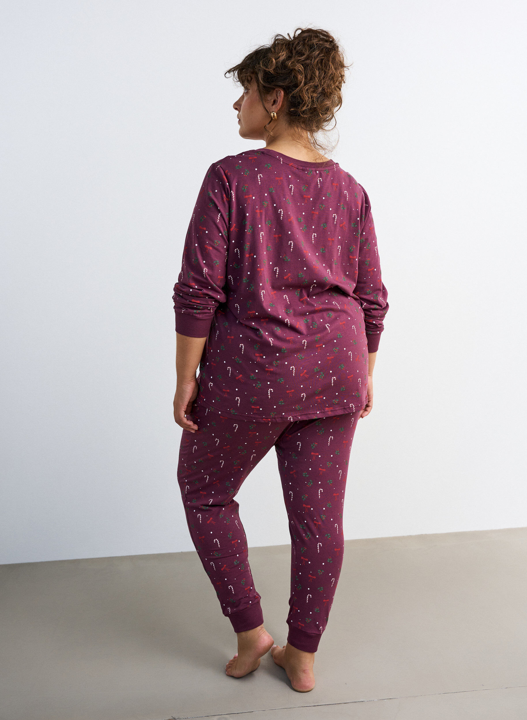 ZizziNachtbluse mit Print, Dunkles Bordeaux, Model image number 2