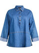 Lockere Bluse aus Denim mit Kragen und Knopfleiste, Blau, Packshot image number 0
