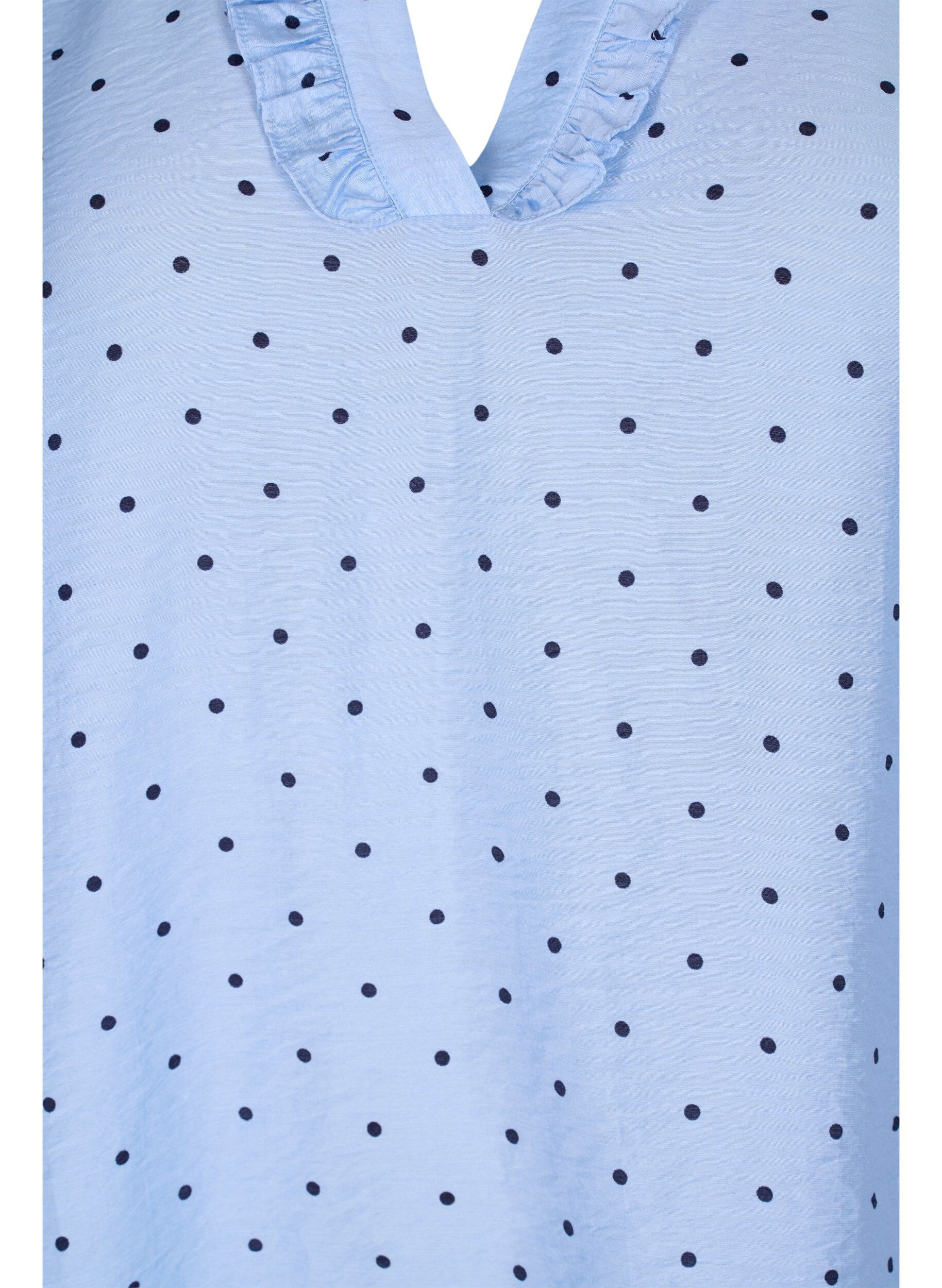 Zizzi Blouse &agrave; pois &agrave; manches 3/4 en viscose, Light Blue Dot, Packshot image number 2