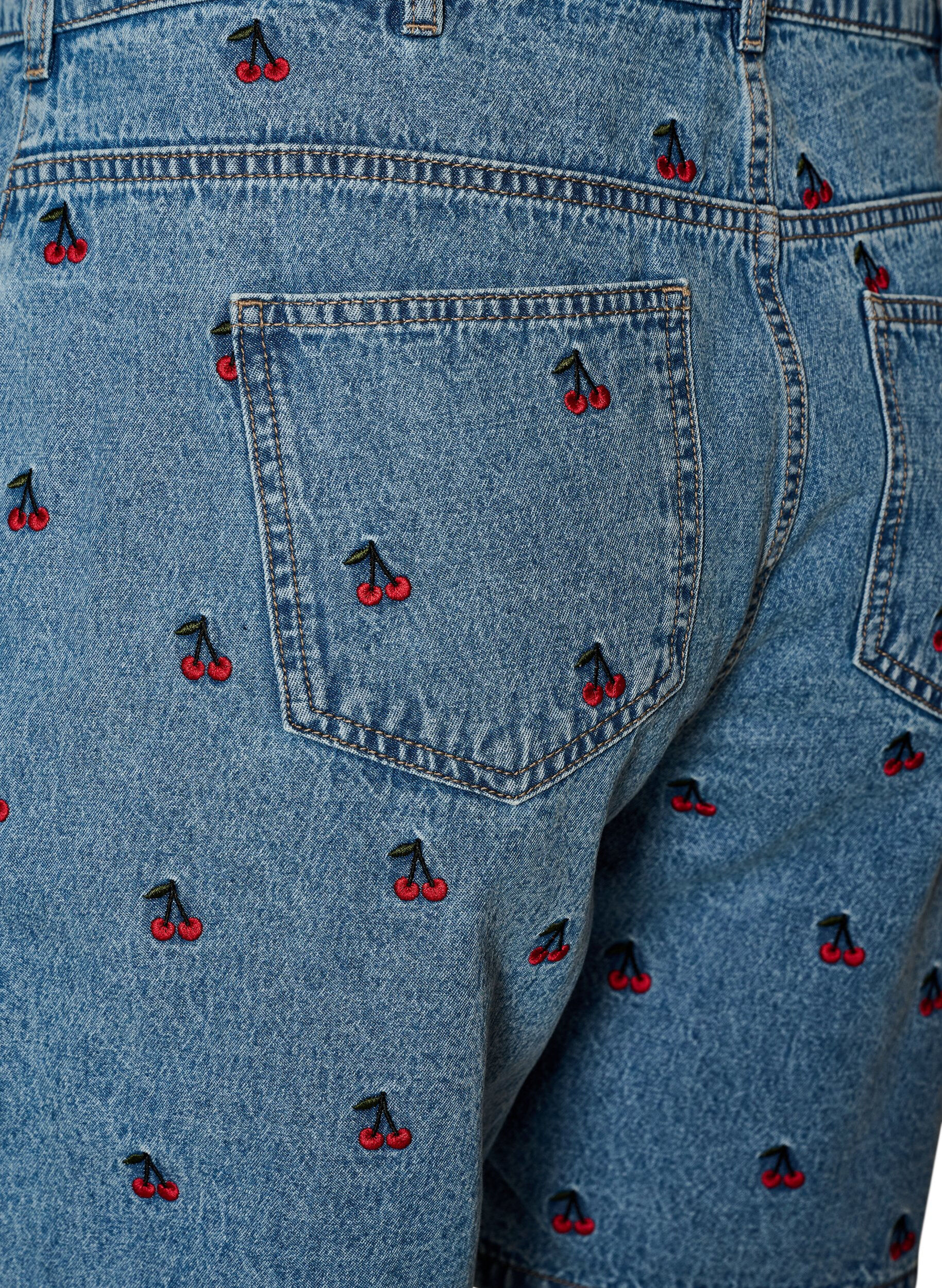 Zizzi Bestickte Denimshorts, Blau, Packshot image number 3