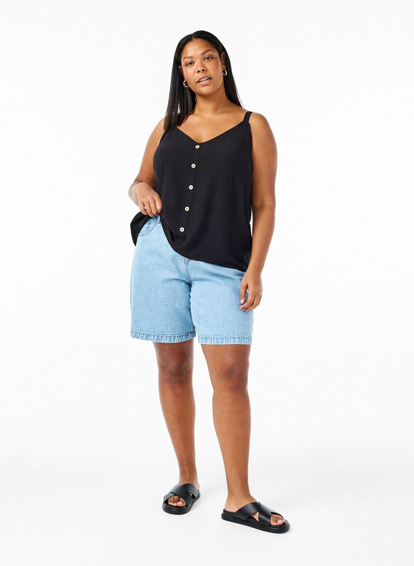 Top en viscose à fines bretelles, Black, Model image number 2