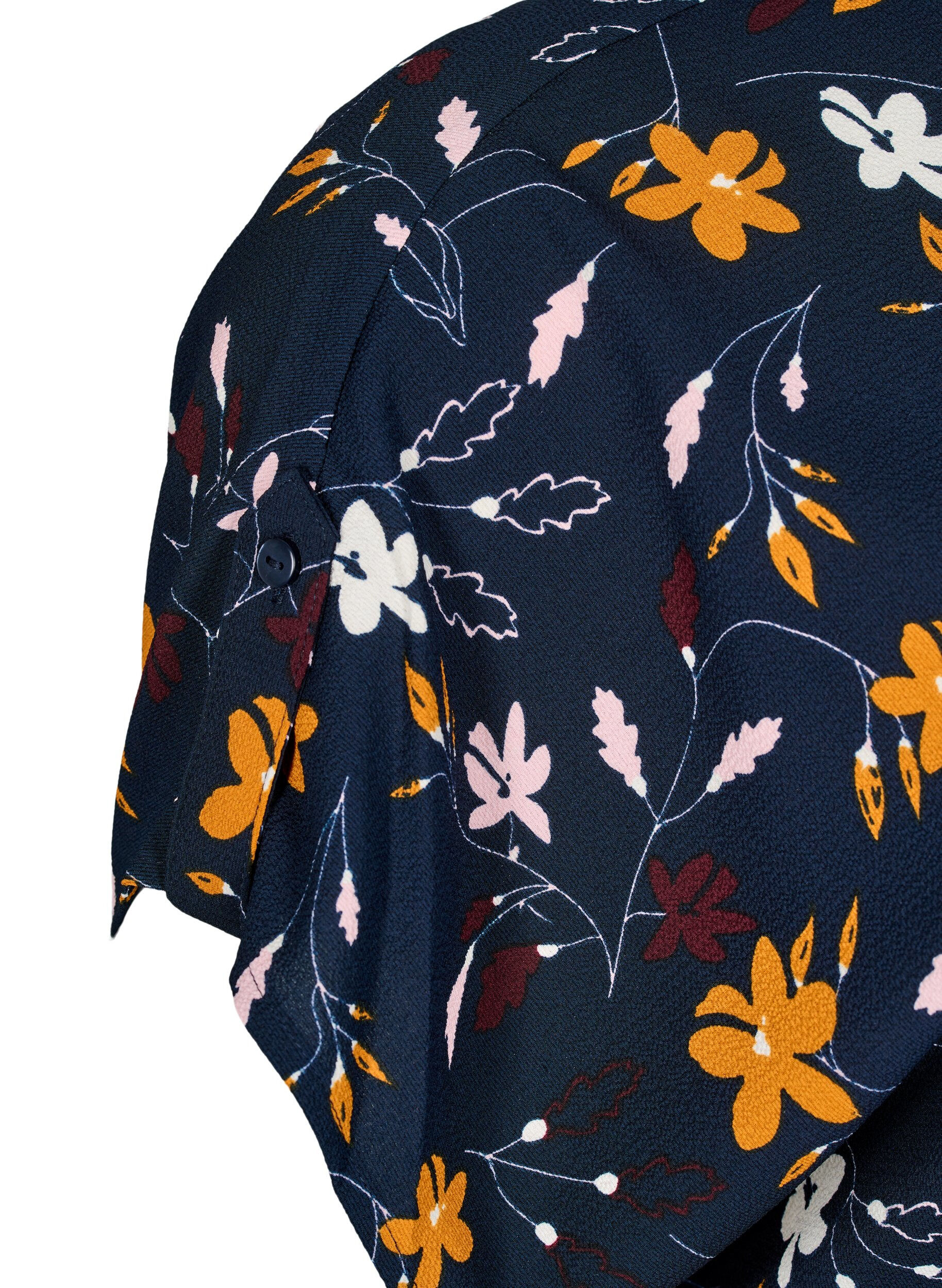 Zizzi Bluse mit kurzen &Auml;rmeln und gebl&uuml;mtem Print, Sky Captain Flower, Packshot image number 3