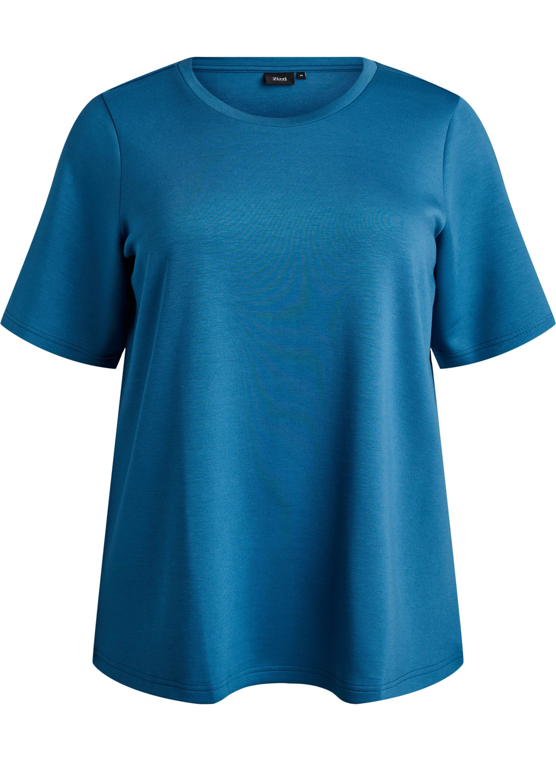 Zizzi T-shirt en modal m&eacute;lang&eacute;, Bleu p&eacute;trole, Packshot image number 0