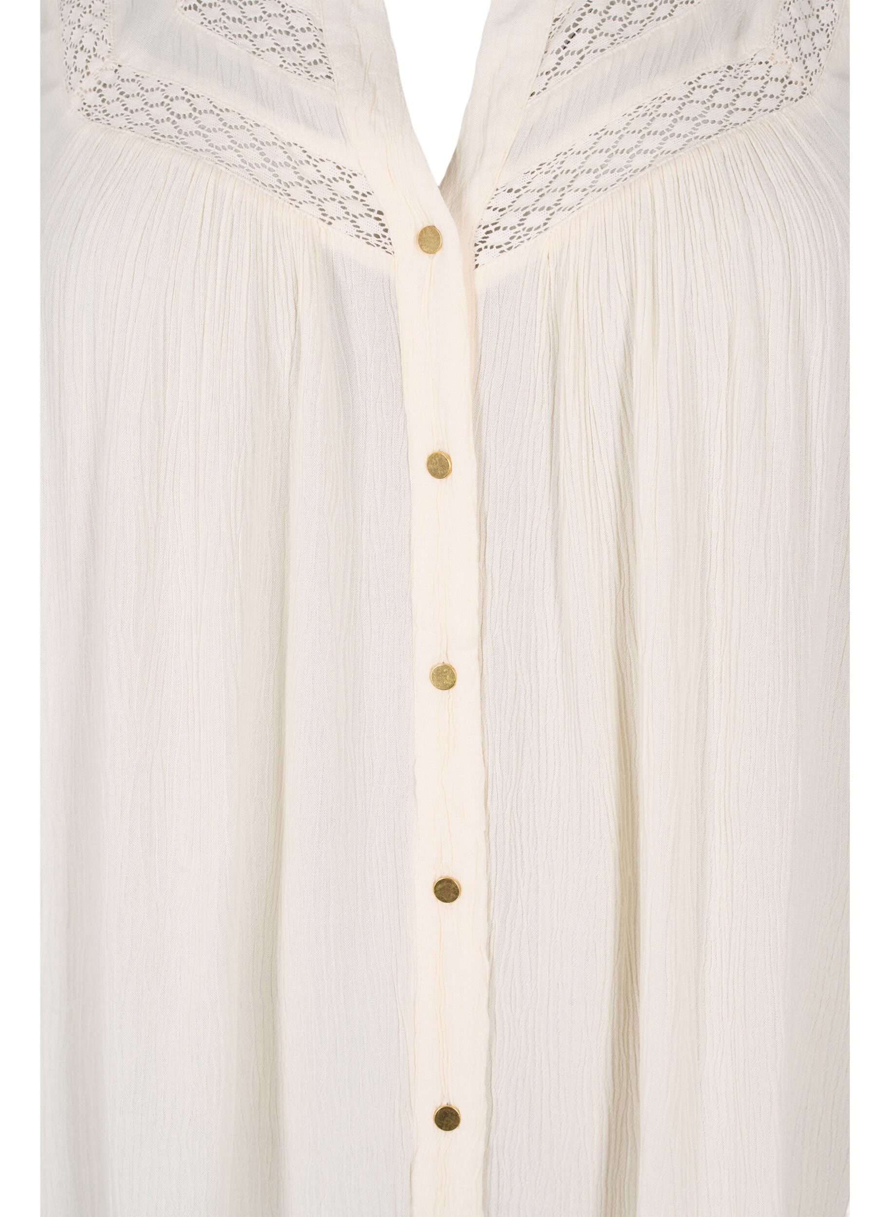 Zizzi &Auml;rmellose Bluse aus Viskose mit H&auml;keldetails, Bone White, Packshot image number 2