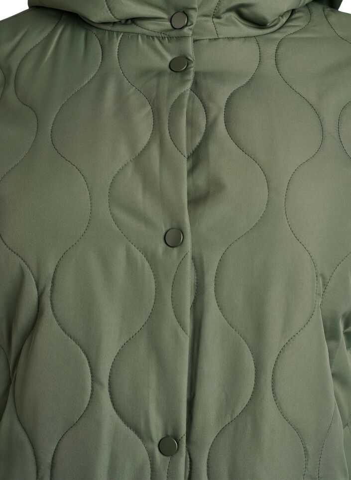 Veste matelass&eacute;e mi-longue avec capuche, Vert, Packshot image number 2