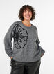 Pull avec application florale, Gris, Model image number 0