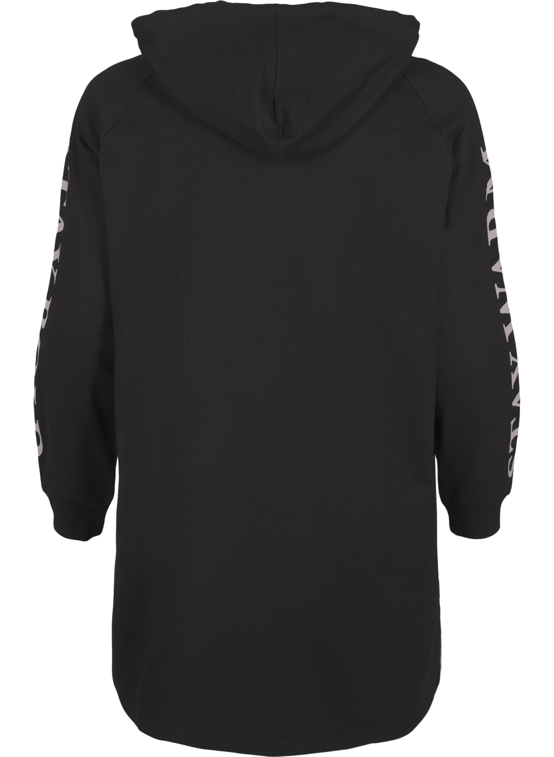 Zizzi Sweat oversize &agrave; imprim&eacute; sur les manches, Black w. Silver, Packshot image number 1