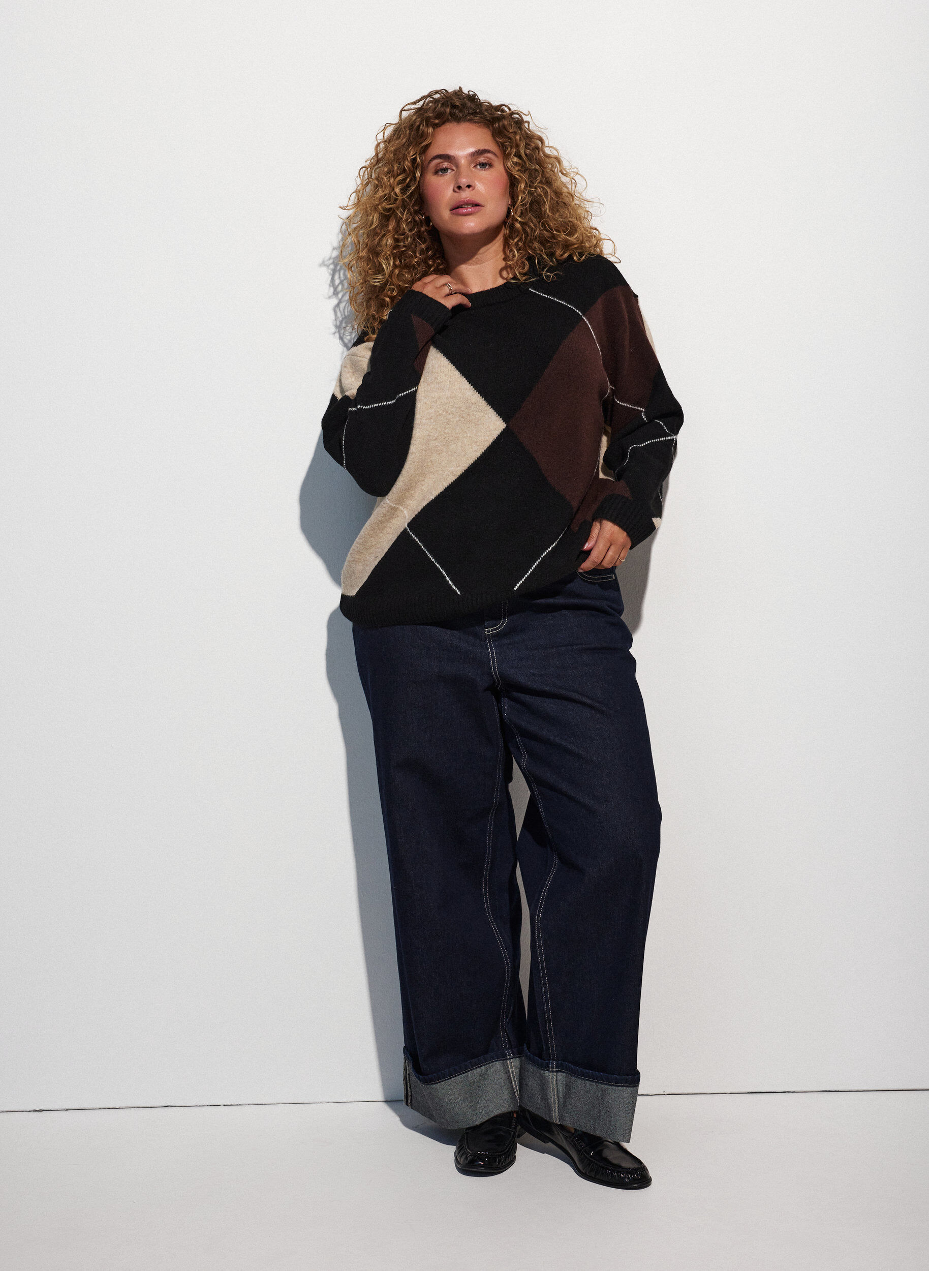 ZizziStrick mit Harlekinmuster, Schwarz, Model image number 1