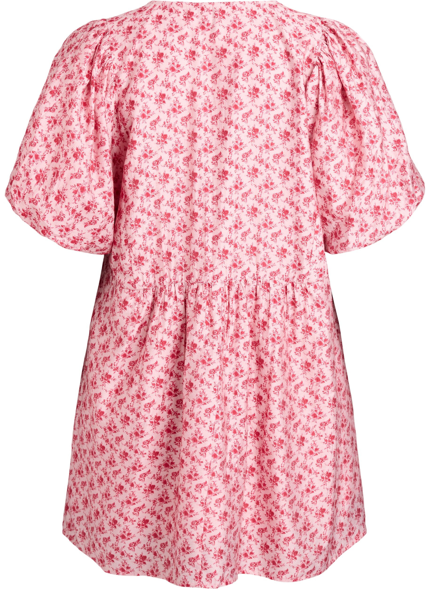 ZizziKurzes Kleid aus Viskose mit Empire-Schnitt und Ballon&auml;rmeln, Rot, Packshot image number 1