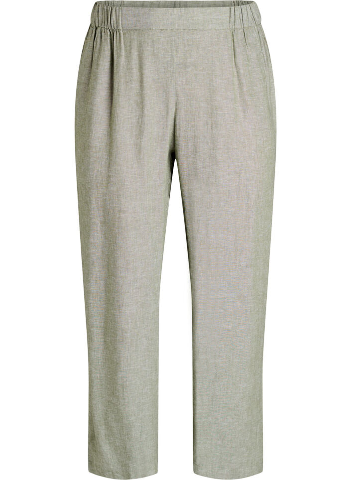 Lockere Hose aus Leinen und Viskose, Gr&uuml;n, Packshot image number 0