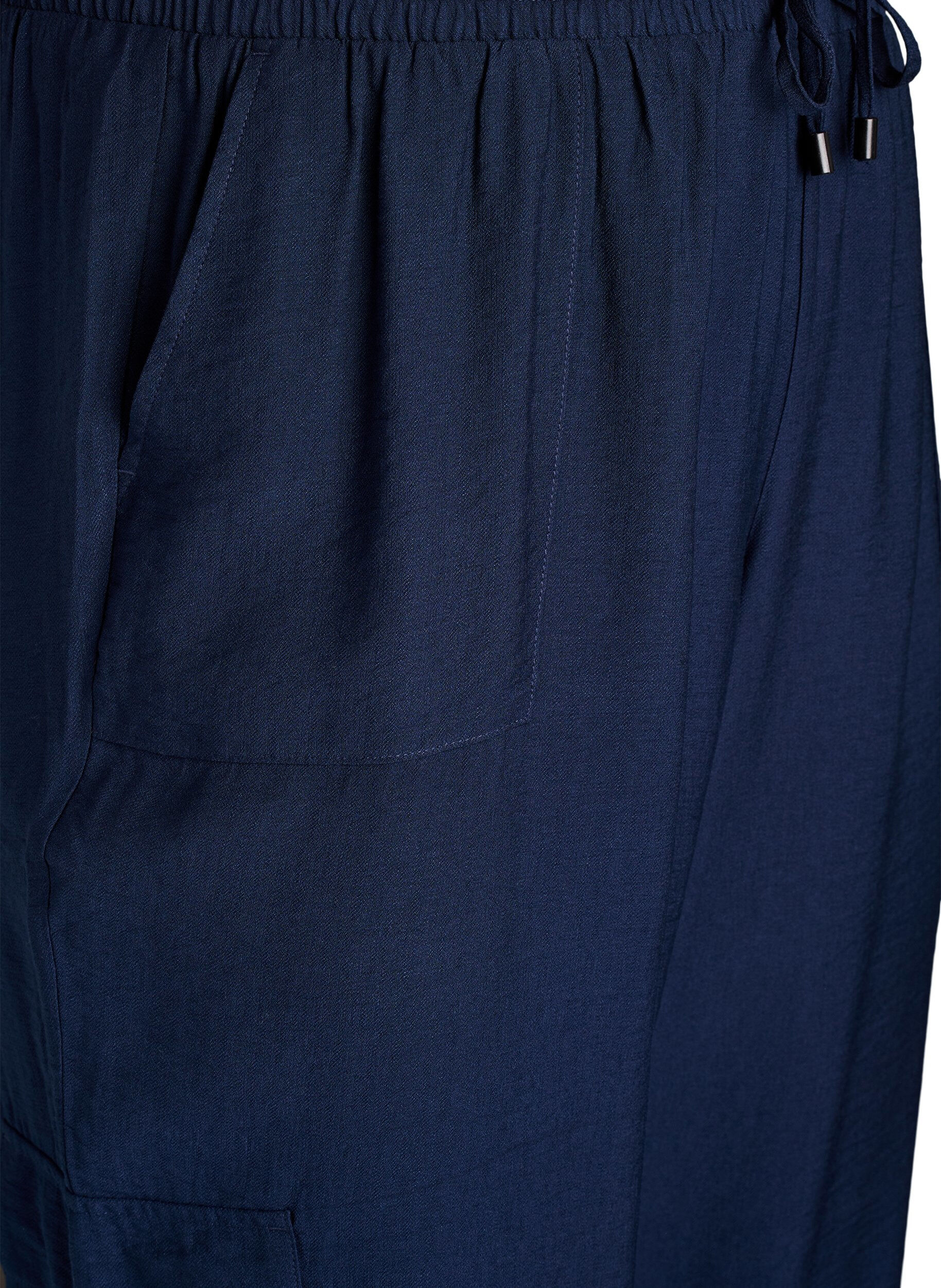Zizzi Pantalon cargo taille haute, Bleu, Packshot image number 2