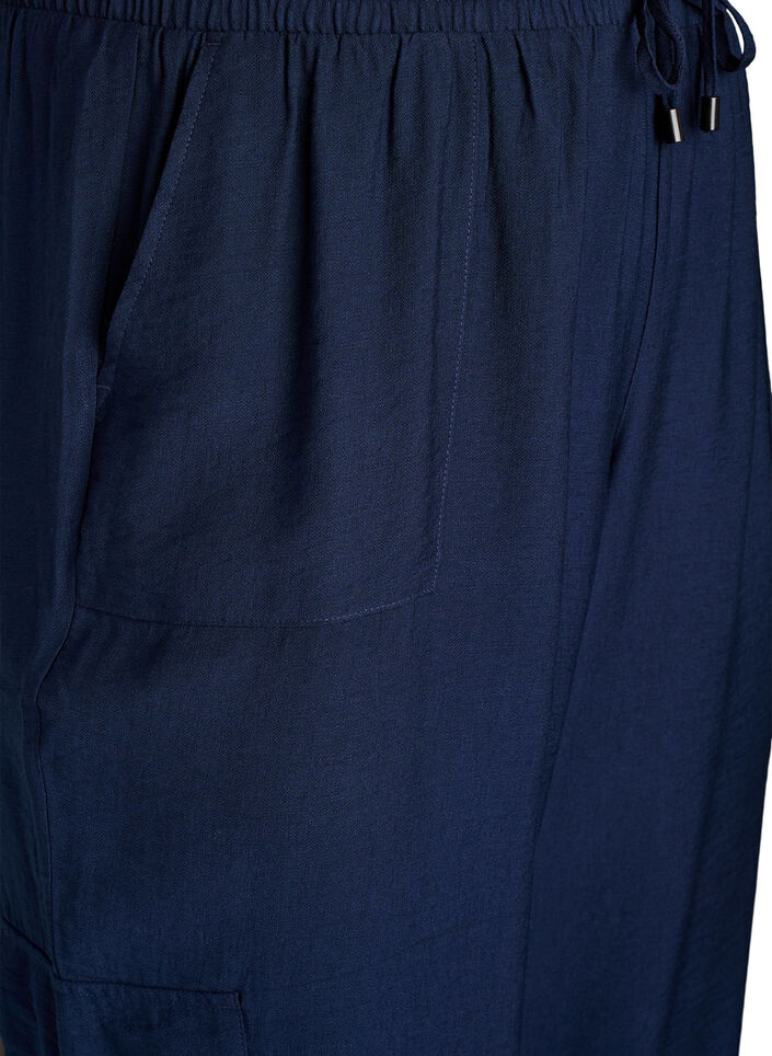 Pantalon cargo taille haute, Bleu, Packshot image number 2