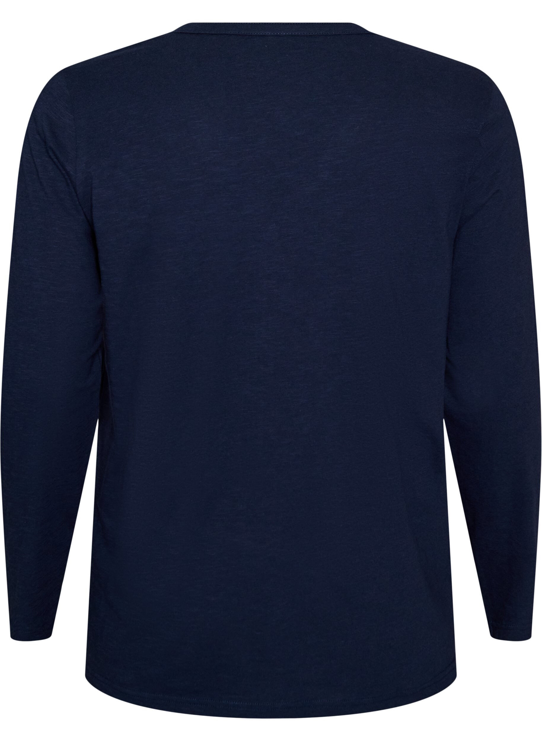ZizziLangarmshirt mit V-Ausschnitt und Kn&ouml;pfen, Blau, Packshot image number 1