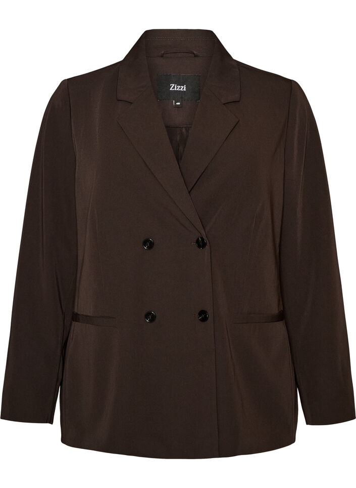 Zweireihiger Blazer mit lockerer Passform, Braun, Packshot image number 0