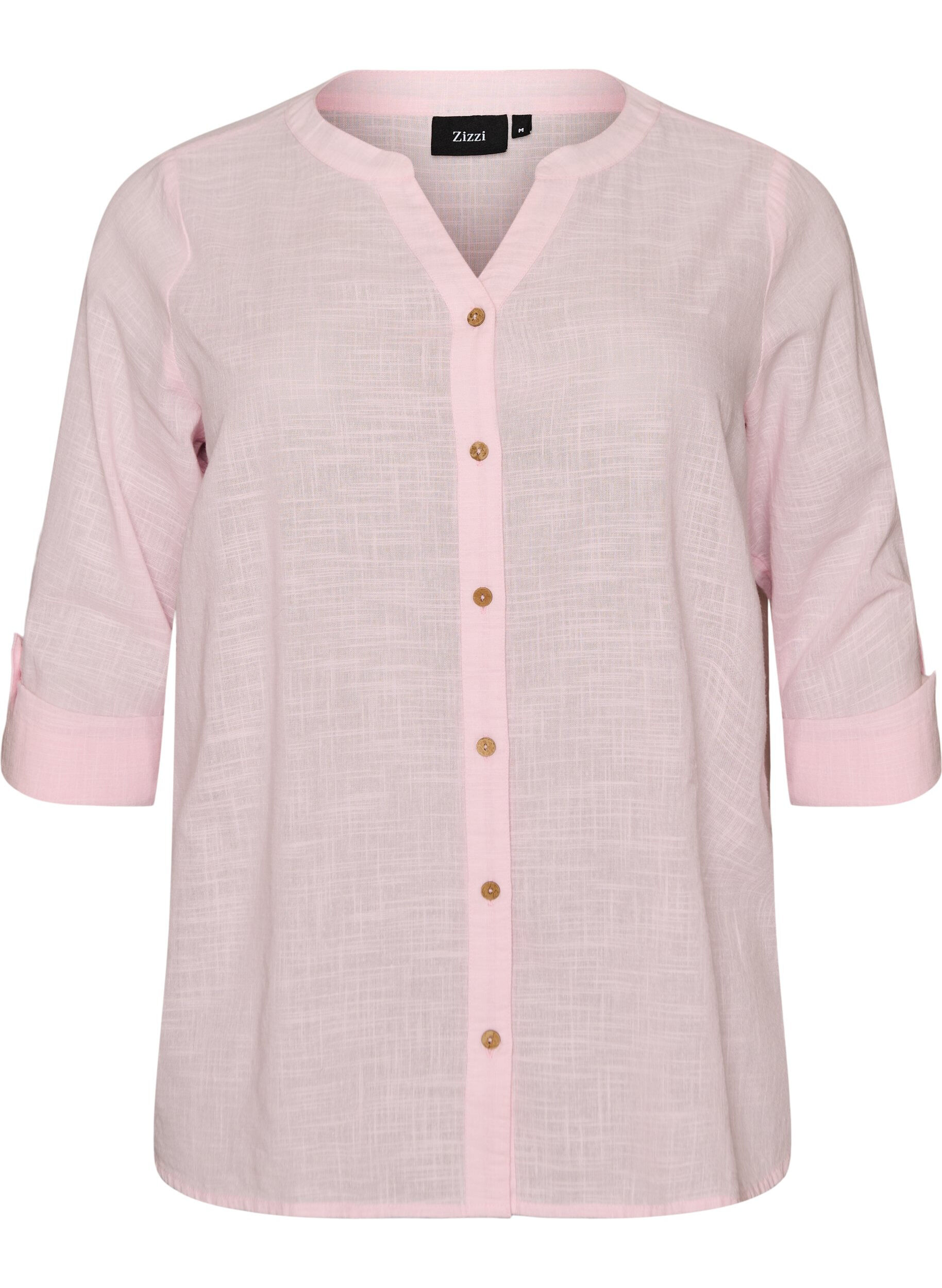 ZizziChemisier en coton avec un col en V, Rose, Packshot image number 0