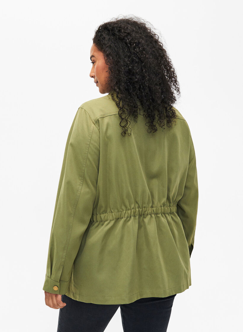 Veste militaire avec cordon à la taille, Aloe, Model image number 1