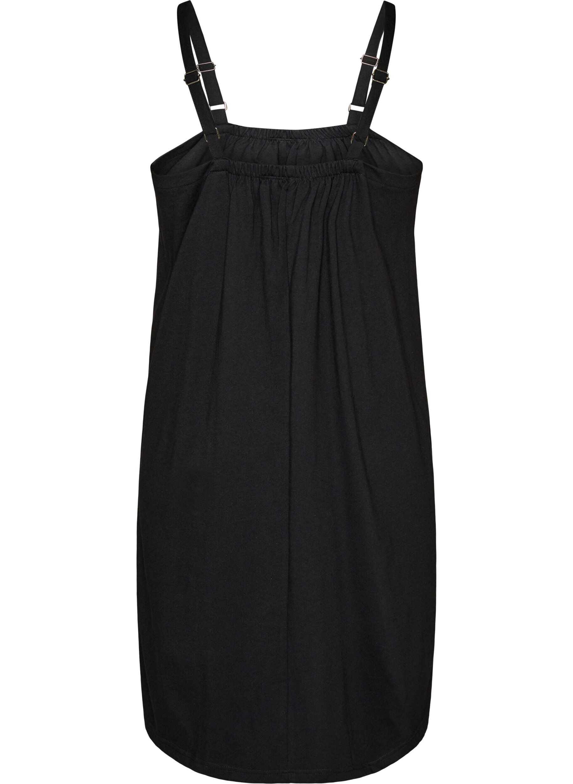 ZizziRobe &agrave; bretelles midi en coton bio, Noir, Packshot image number 1