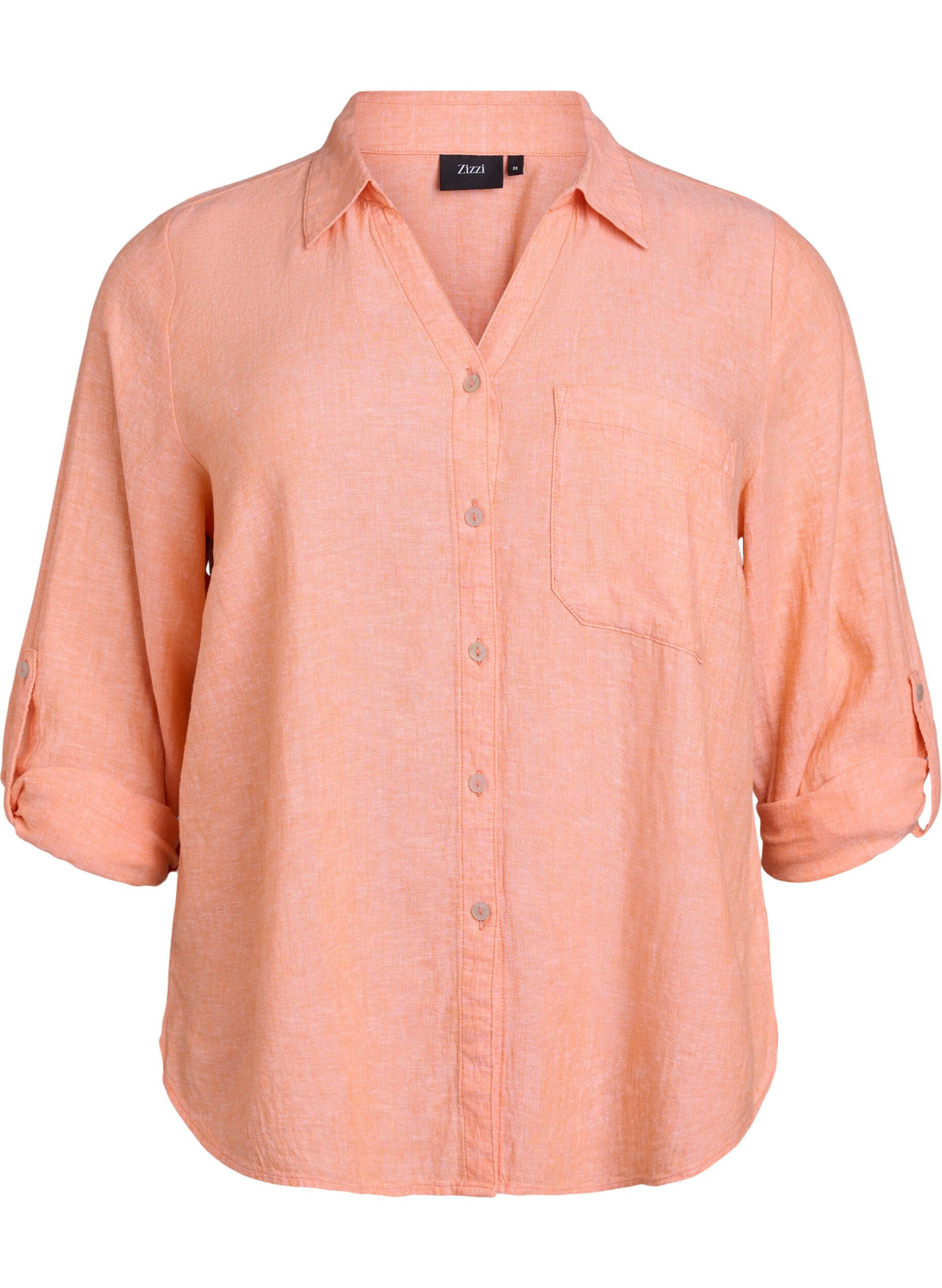 Chemise en lin et viscose avec manches 3/4
