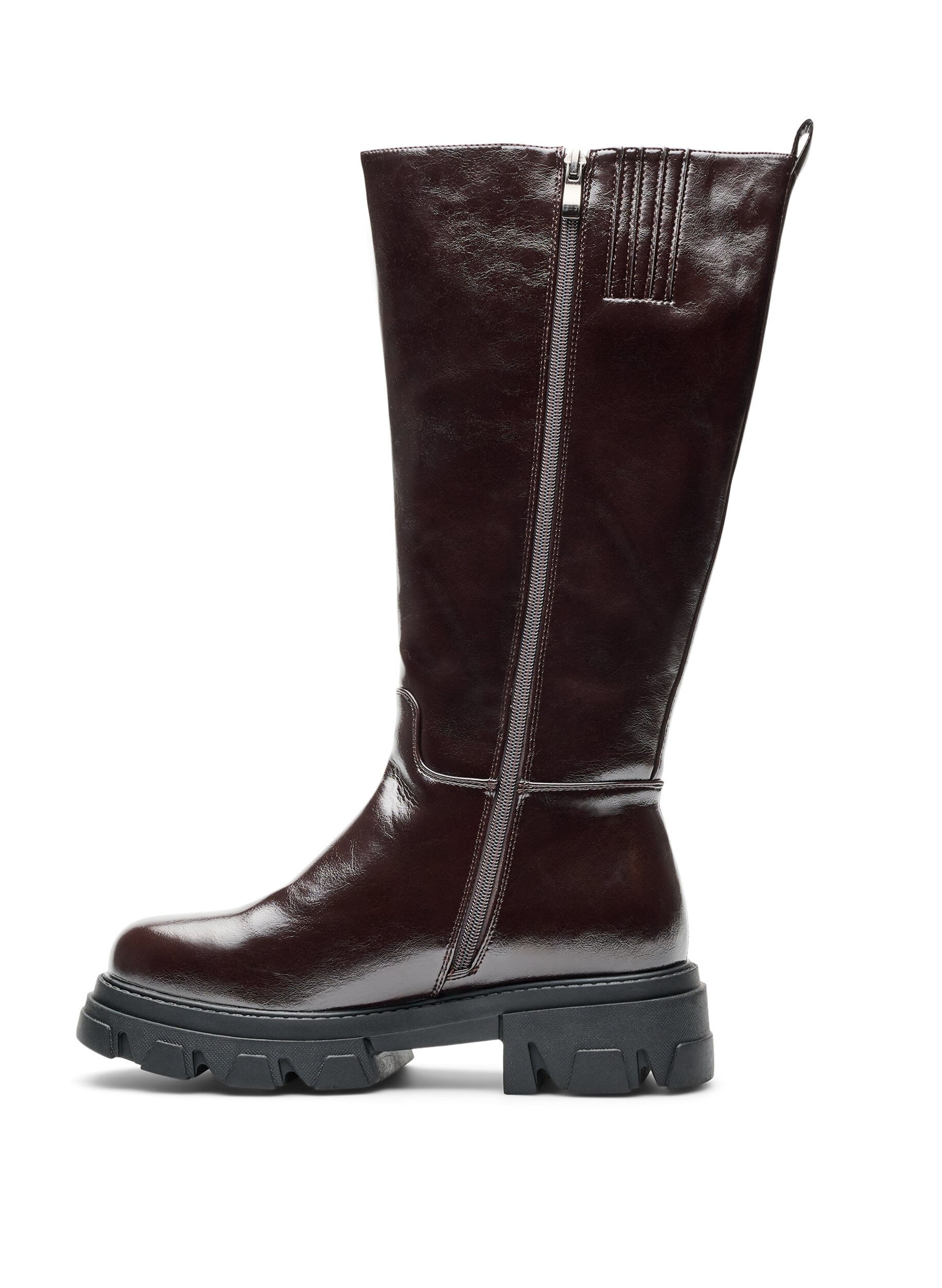 ZizziHoher Stiefel mit leicht strukturierter Optik, Braun, Packshot image number 2