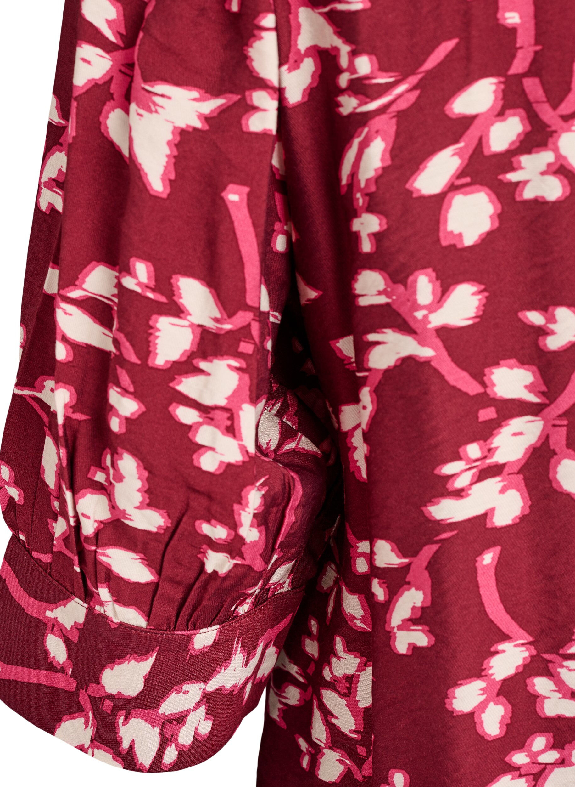 Zizzi Blouse avec col en V et manches 3/4, Rouge, Packshot image number 3