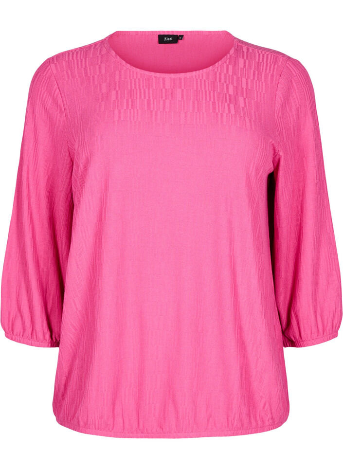 Bluse mit Struktur und 3/4-&Auml;rmeln, Rot, Packshot image number 0