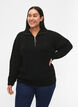 Pull en tricot avec col haut et fermeture &eacute;clair, Noir, Model image number 0