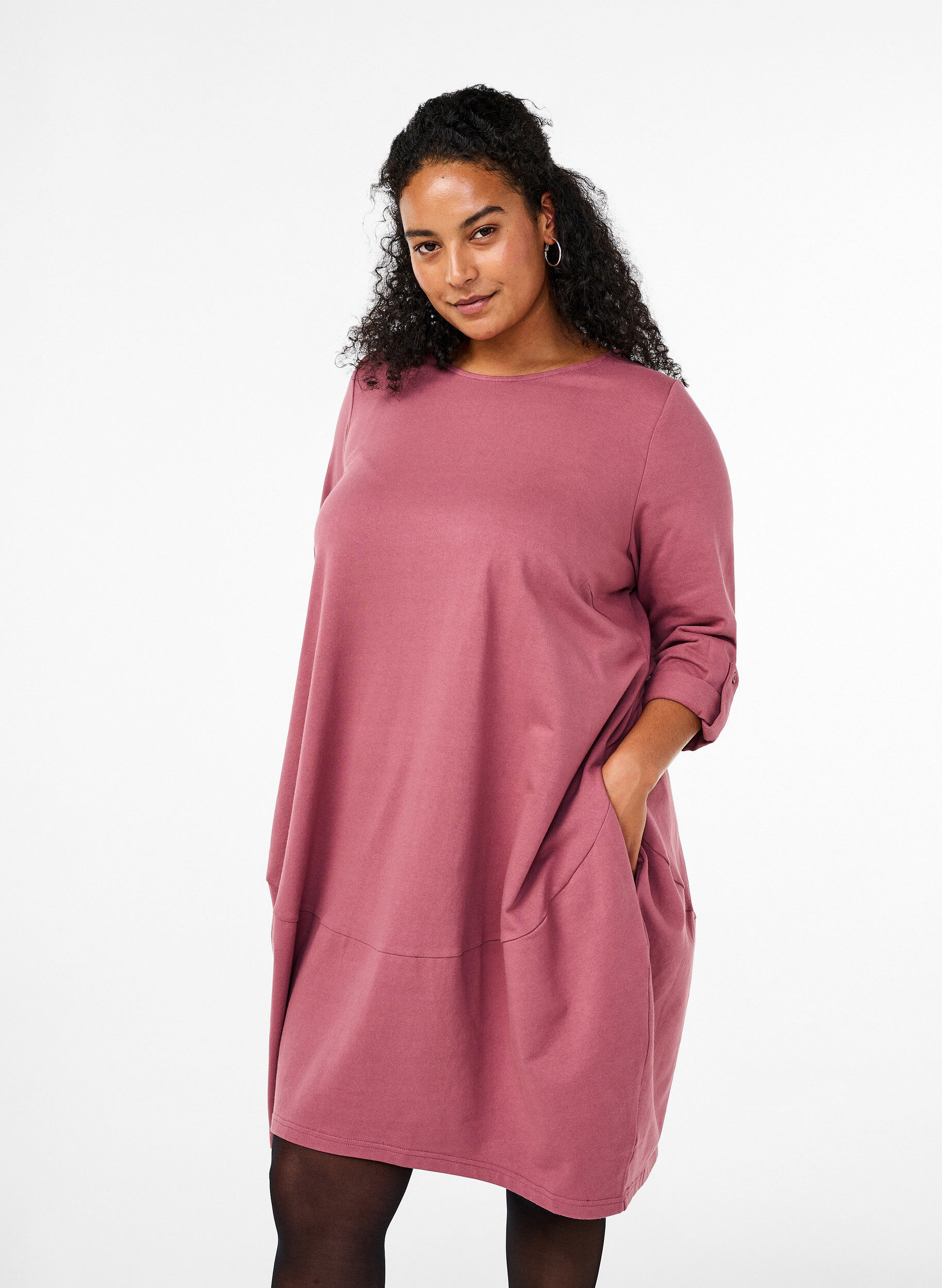 Zizzi Ballonkleid aus Baumwolle mit Taschen, Rot, Model image number 0