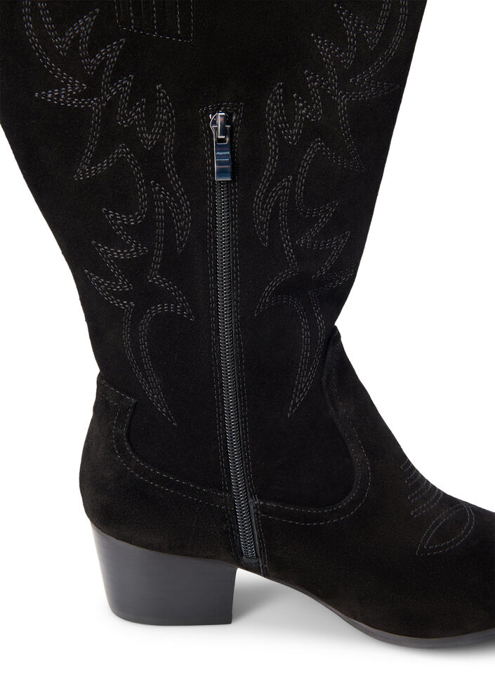 Extra-Weite - Cowboystiefel aus Wildleder, Black, Packshot image number 3