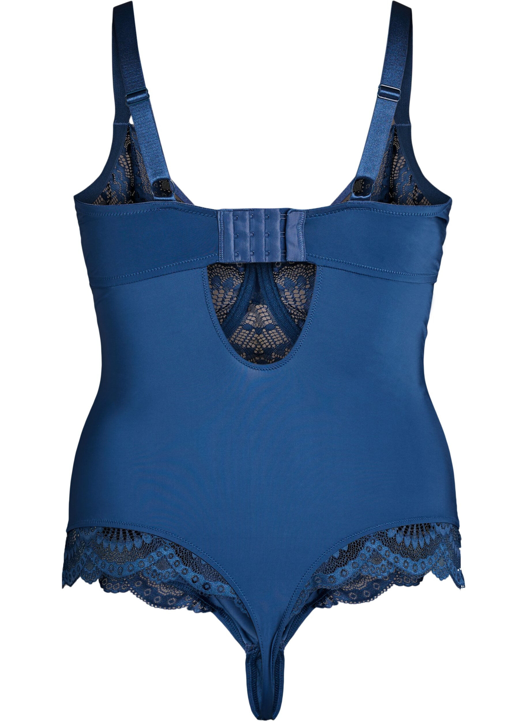 ZizziB&uuml;gel-Spitzenbody mit Tr&auml;gerdetails, Blau, Packshot image number 1