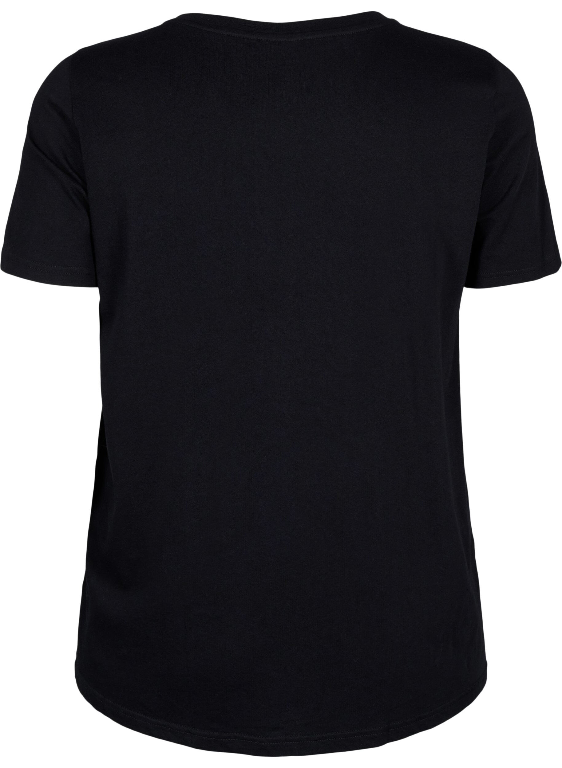 Zizzi T-shirt avec motif de texte, Black W. Black, Packshot image number 1