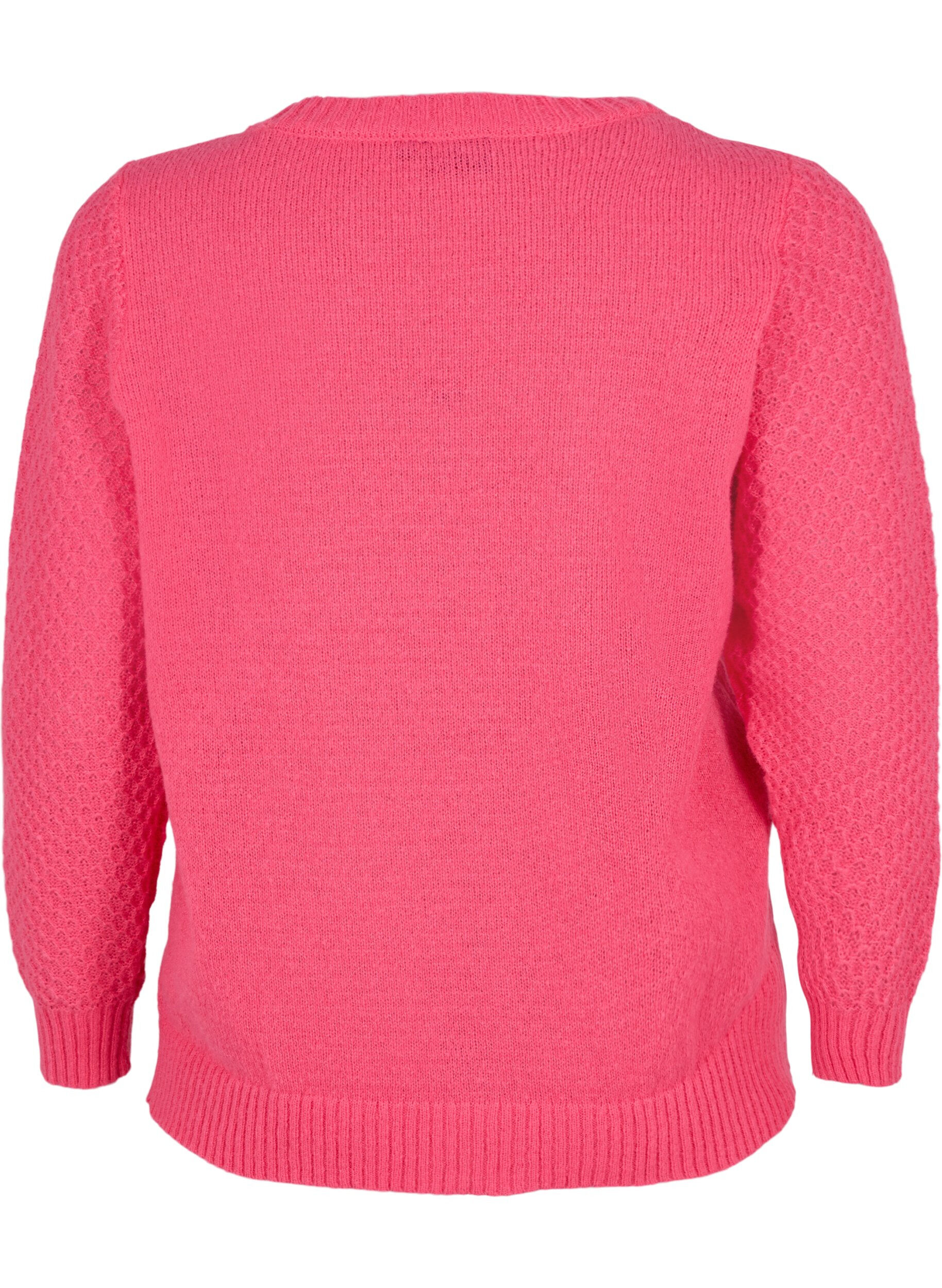 Zizzi Strickbluse mit Blumendetails, Hot Pink, Packshot image number 1