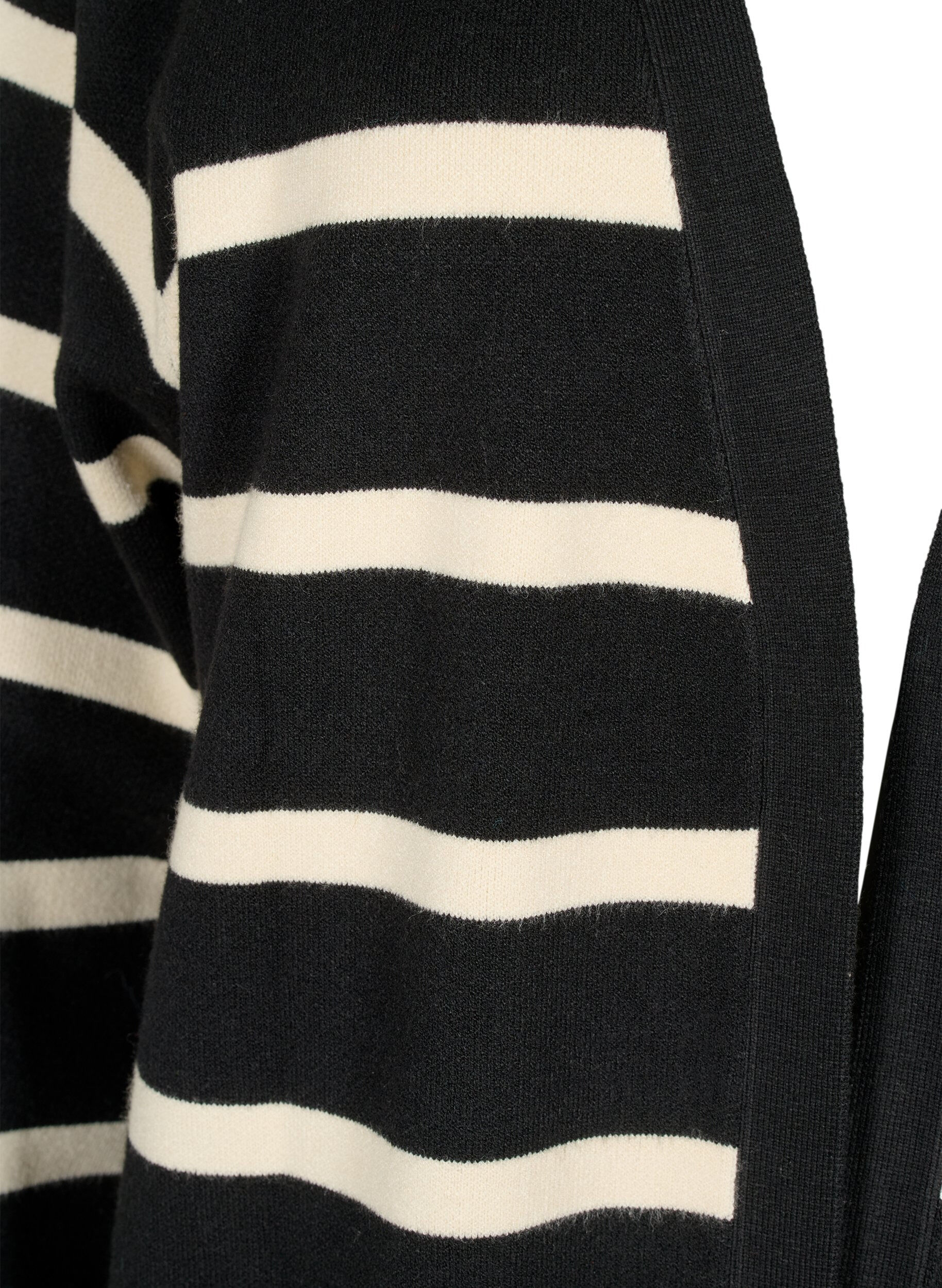 Zizzi Cardigan en tricot ray&eacute; en m&eacute;lange de viscose, Black w. Birch, Packshot image number 2