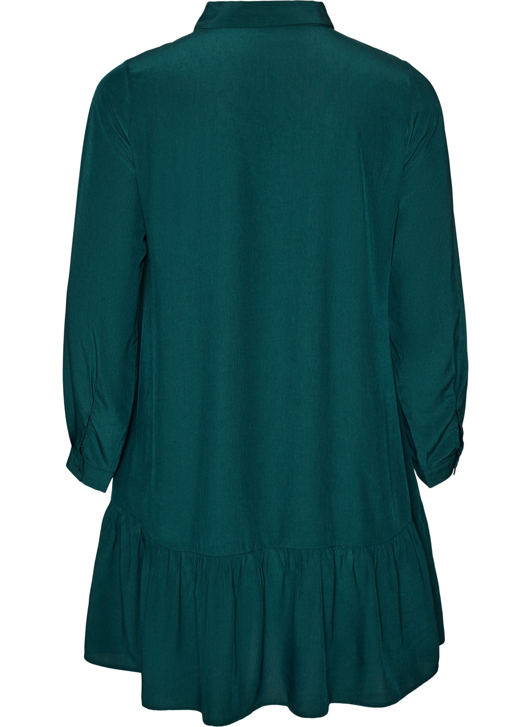 ZizziRobe chemise courte avec volants, Vert fonc&eacute;, Packshot image number 1