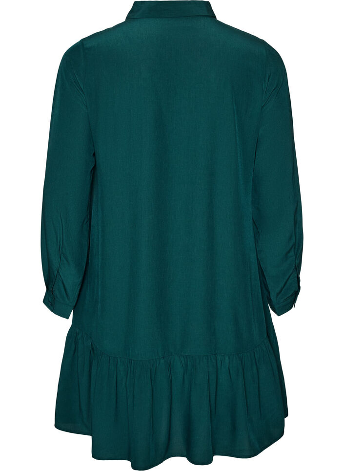 Robe chemise courte avec volants, Vert fonc&eacute;, Packshot image number 1