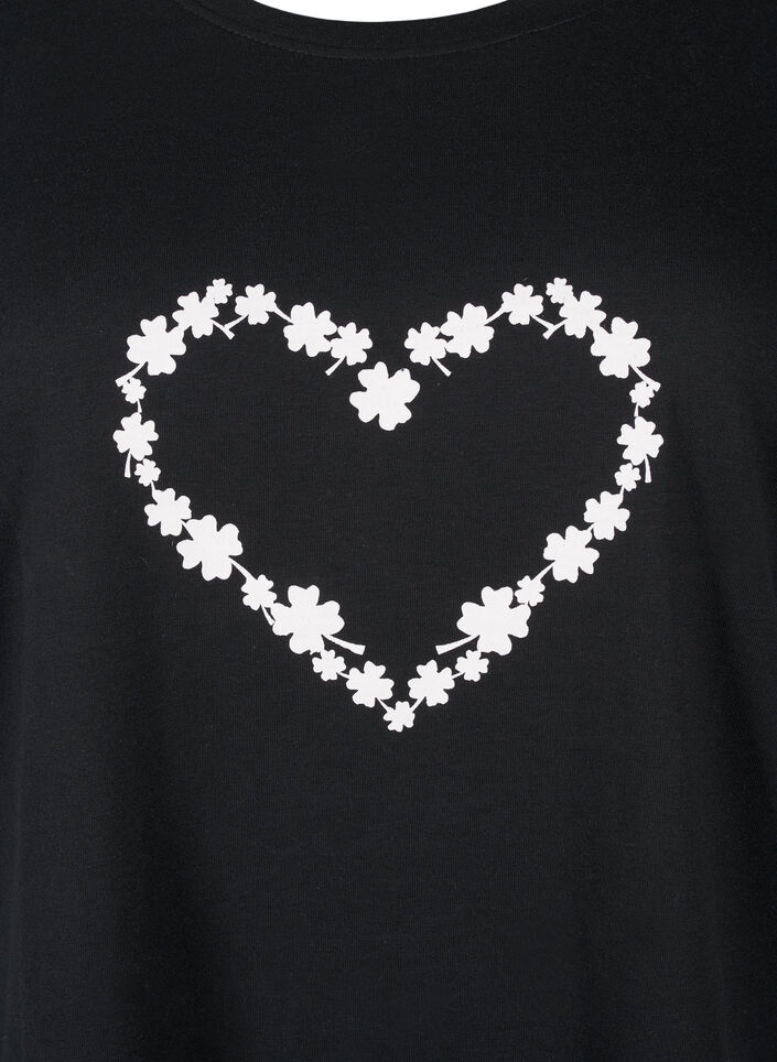 FLASH - T-Shirt mit Motiv, Black Flower Heart , Packshot image number 2