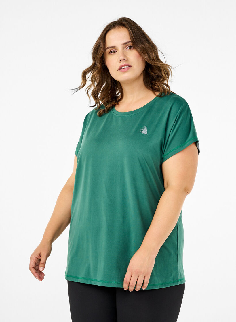 T-shirt de sport uni, Vert, Model image number 0