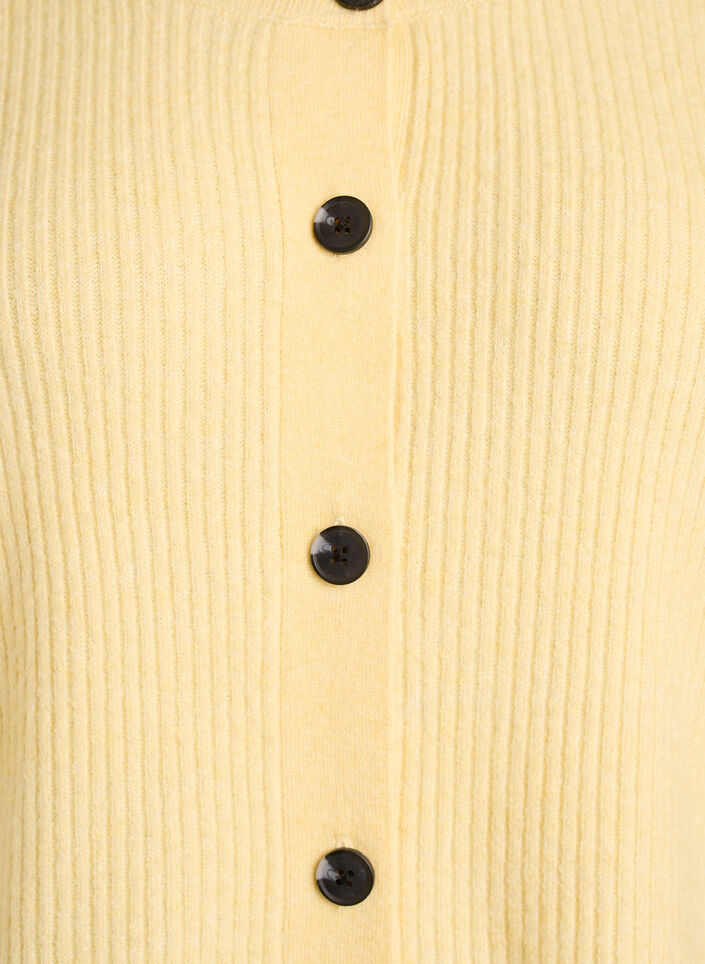 Rippenstrick Strickjacke mit Kn&ouml;pfen, Gelb, Packshot