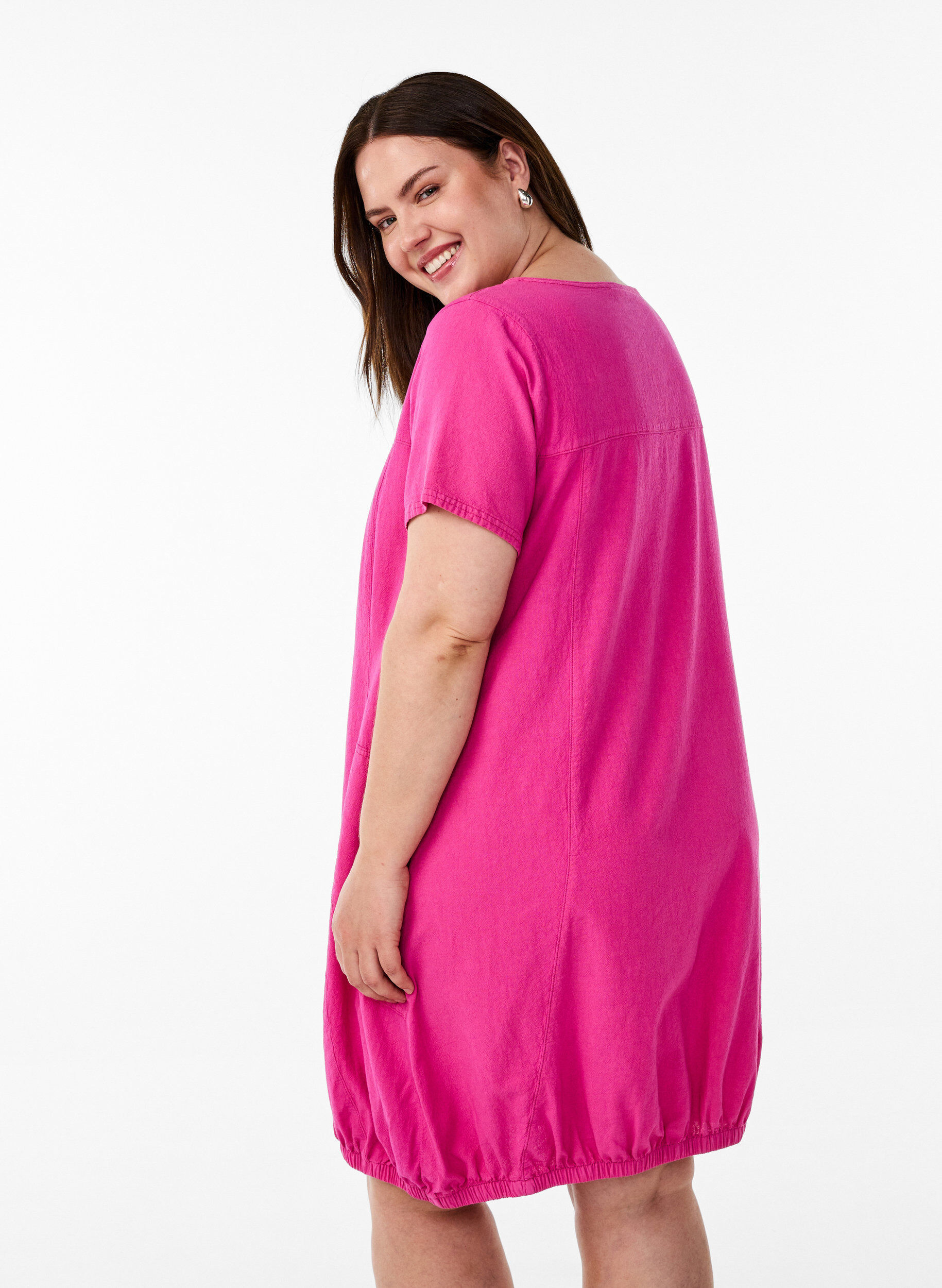 Zizzi Baumwollkleid mit kurzen &Auml;rmeln, Rot, Model image number 2