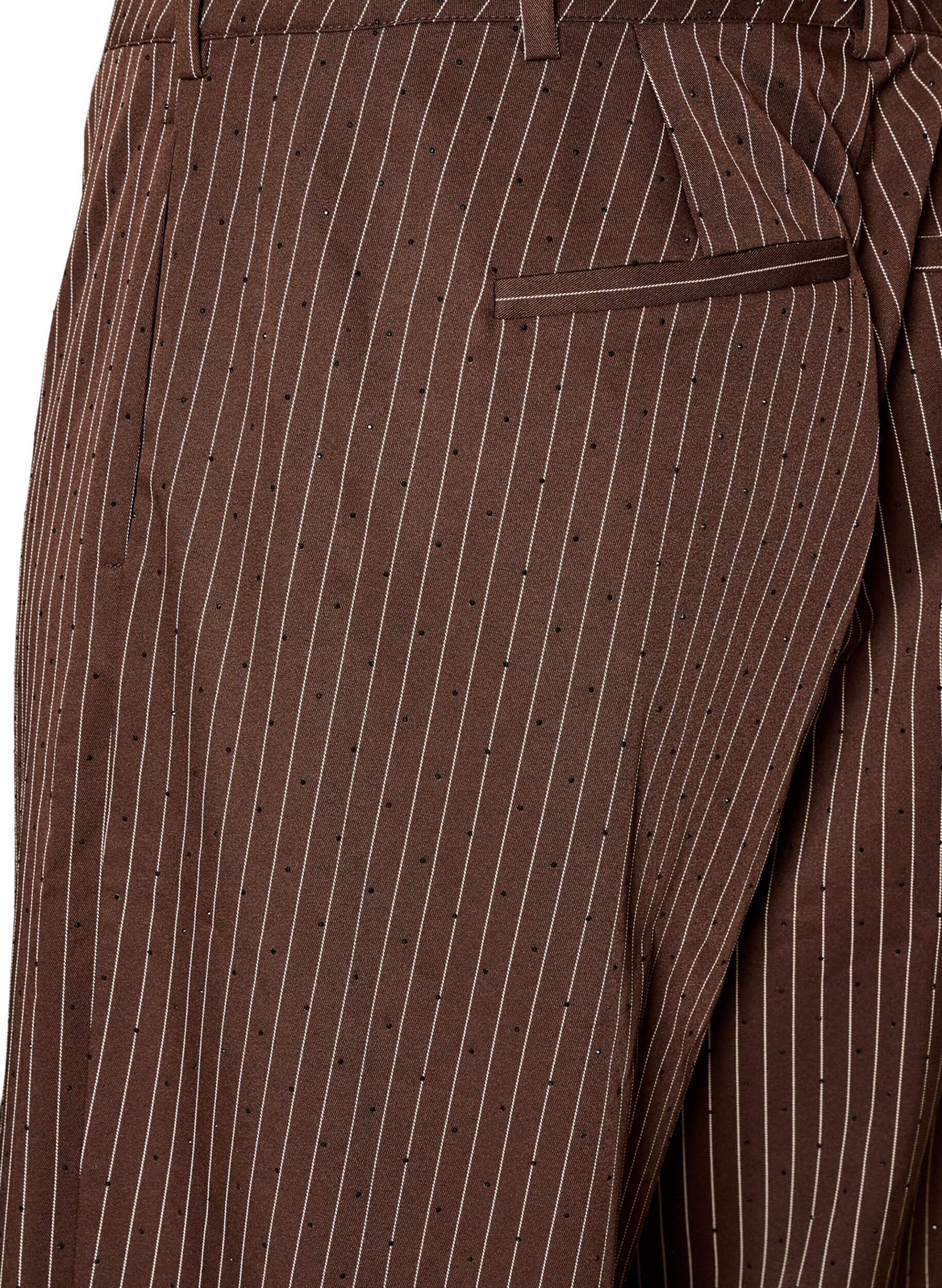 ZizziPantalon coupe amples &agrave; rayures tennis avec strass, Marron, Packshot image number 3